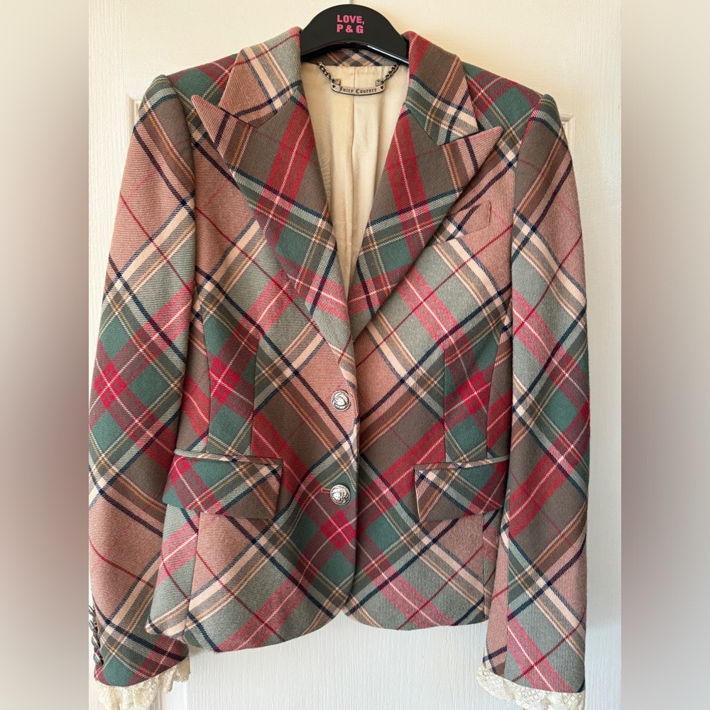 VINTAGE Juicy Couture Plaid Blazer, 2-button, Single-Breasted